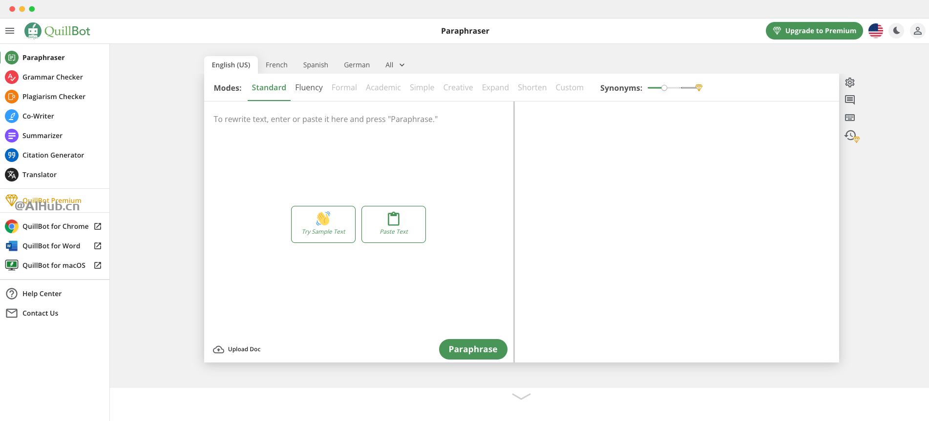 QuillBot：支持中文的AI文本改写和增强工具